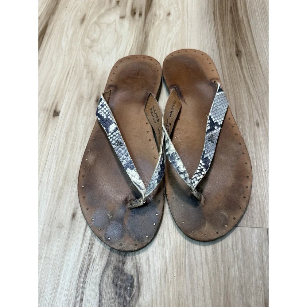 Rare Frye Azalea Logo Thong Sandals Snakeskin Women's Size 11